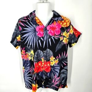 King Kameha Shirt Men's Medium Funky Hawaiian Camp Short Sleeve Pineapples